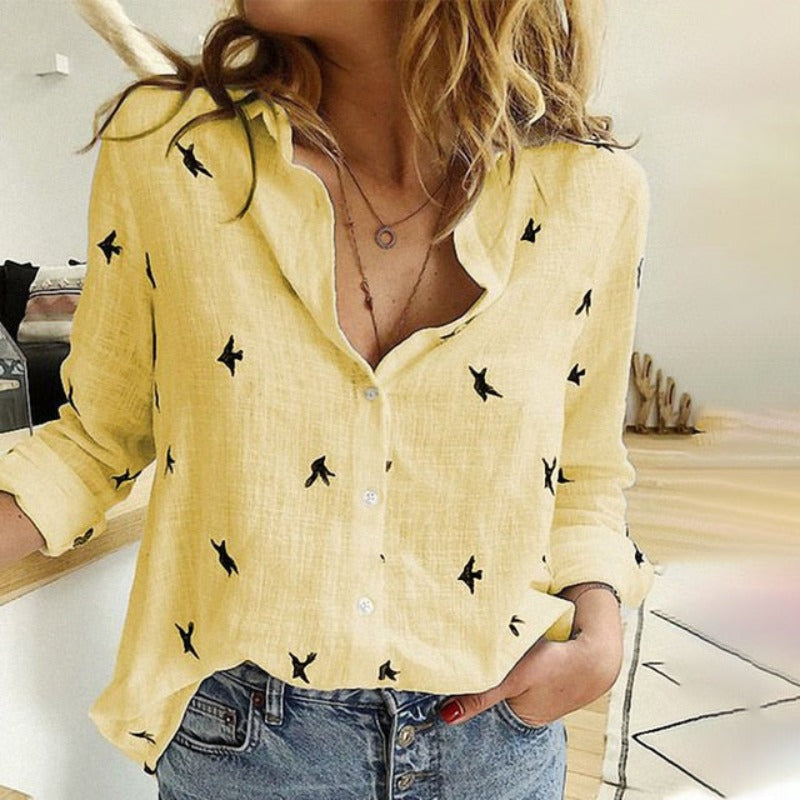 Cotton Long Sleeve Loose Casual Ladies Shirt - Necessary Clothing Store