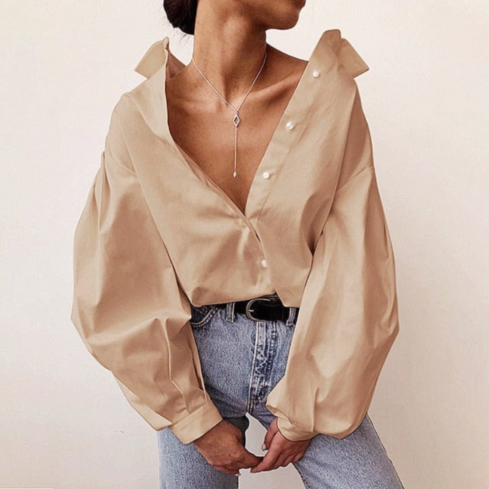 Elegant Sexy Vintage Blouse Turn Down Collar - Necessary Clothing Store