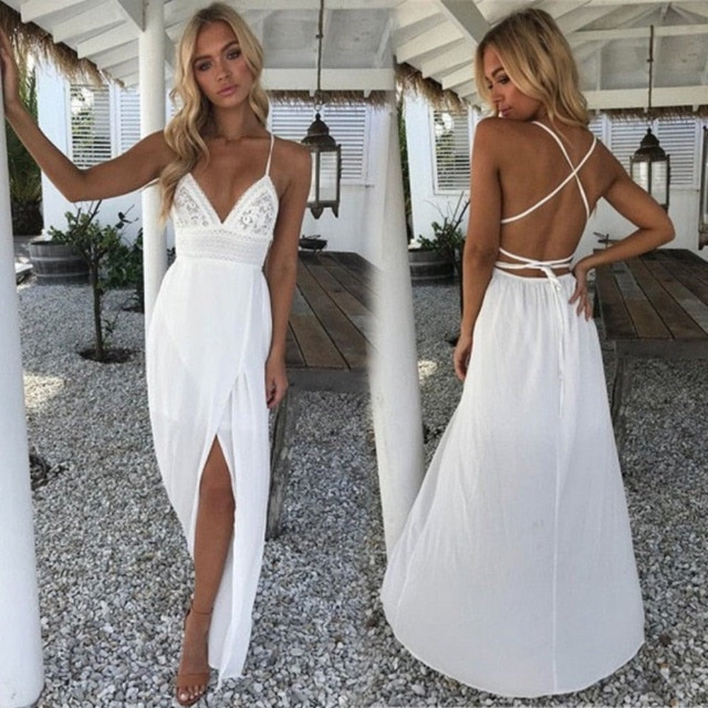 V Neck Lace Mini Dress - Necessary Clothing Store