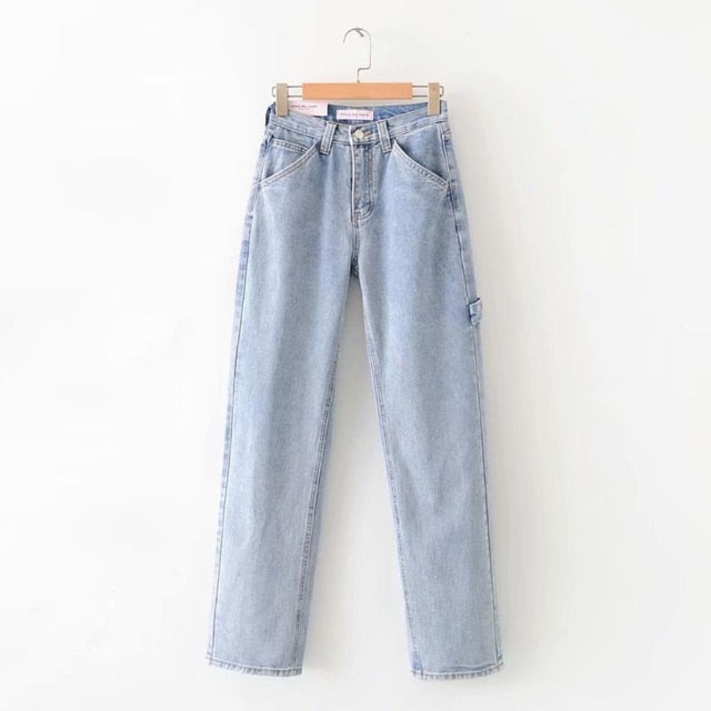 High Waist Straight Boyfriend Overalls Loose Wide Leg Denim Washed Retro Long Jeans - Necessary Clothing Store