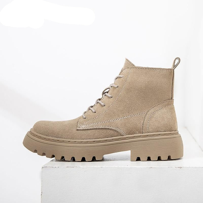 Suede Leather Women Flat Platform Short Ankle Boots - Necessary Clothing Store