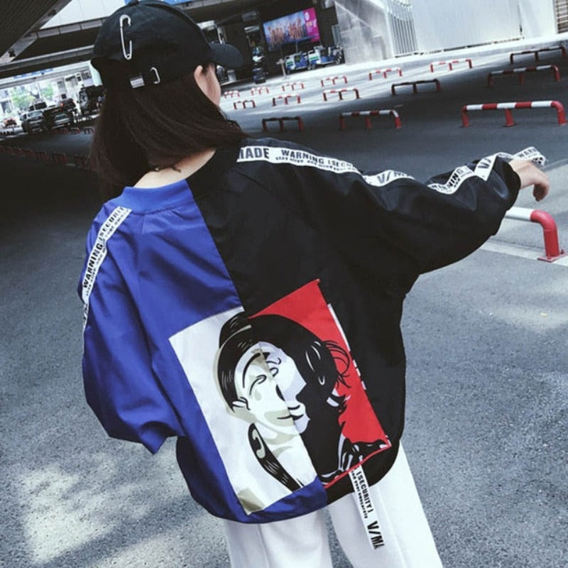 Clown Print Thin Chic Windbreaker Baseball Bomber - Necessary Clothing Store