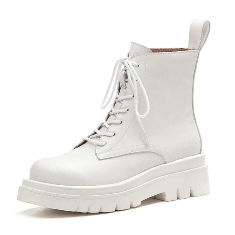 Woman Real Leather Ankle Warm Platform Short Boots - Necessary Clothing Store
