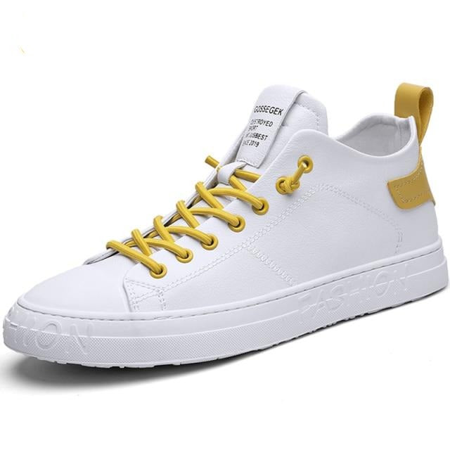 Fashion Breathable High Top Footwear Leather Black Hip Hop Sneakers - Necessary Clothing Store
