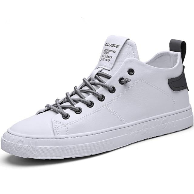 Fashion Breathable High Top Footwear Leather Black Hip Hop Sneakers - Necessary Clothing Store