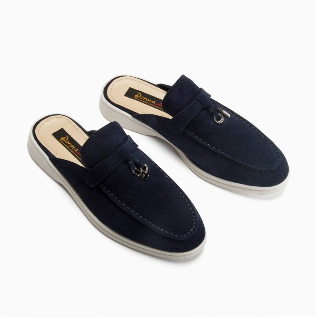 Natural Suede Mules Luxury Brand Designer Shoes Flat Genuine Leather - Necessary Clothing Store