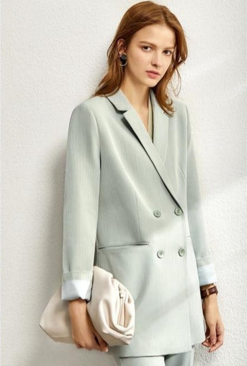 Solid Blazer High Waist Pants Suit - Necessary Clothing