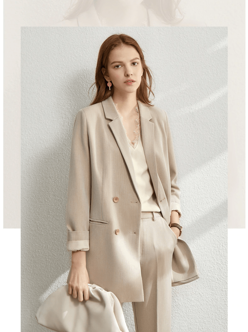 Solid Blazer High Waist Pants Suit - Necessary Clothing
