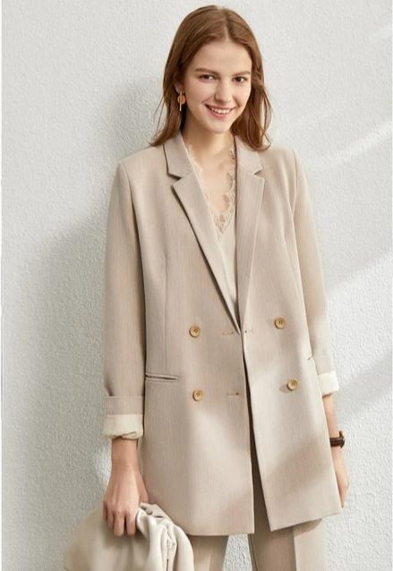Solid Blazer High Waist Pants Suit - Necessary Clothing