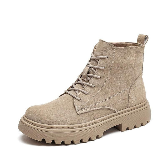 Suede Leather Women Flat Platform Short Ankle Boots - Necessary Clothing