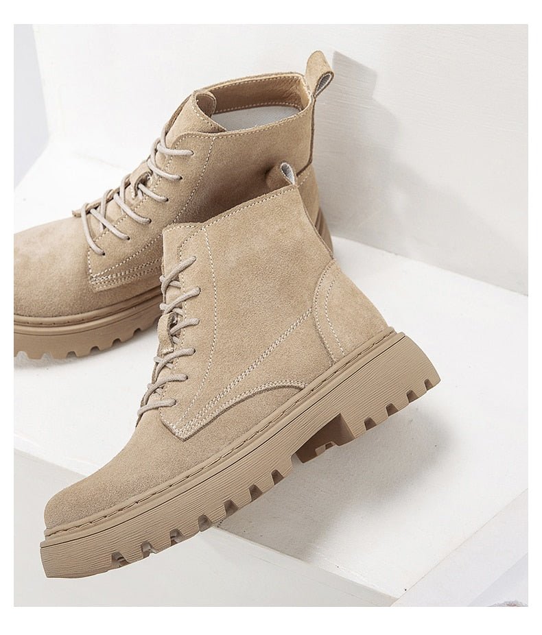 Suede Leather Women Flat Platform Short Ankle Boots - Necessary Clothing