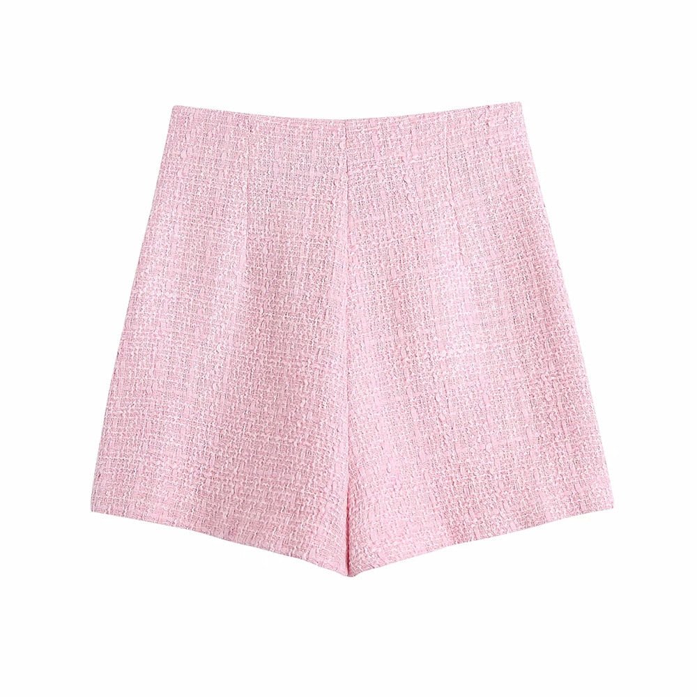 Tweed Double - Breasted Slim Blazer Culottes Skirt Suit - Necessary Clothing