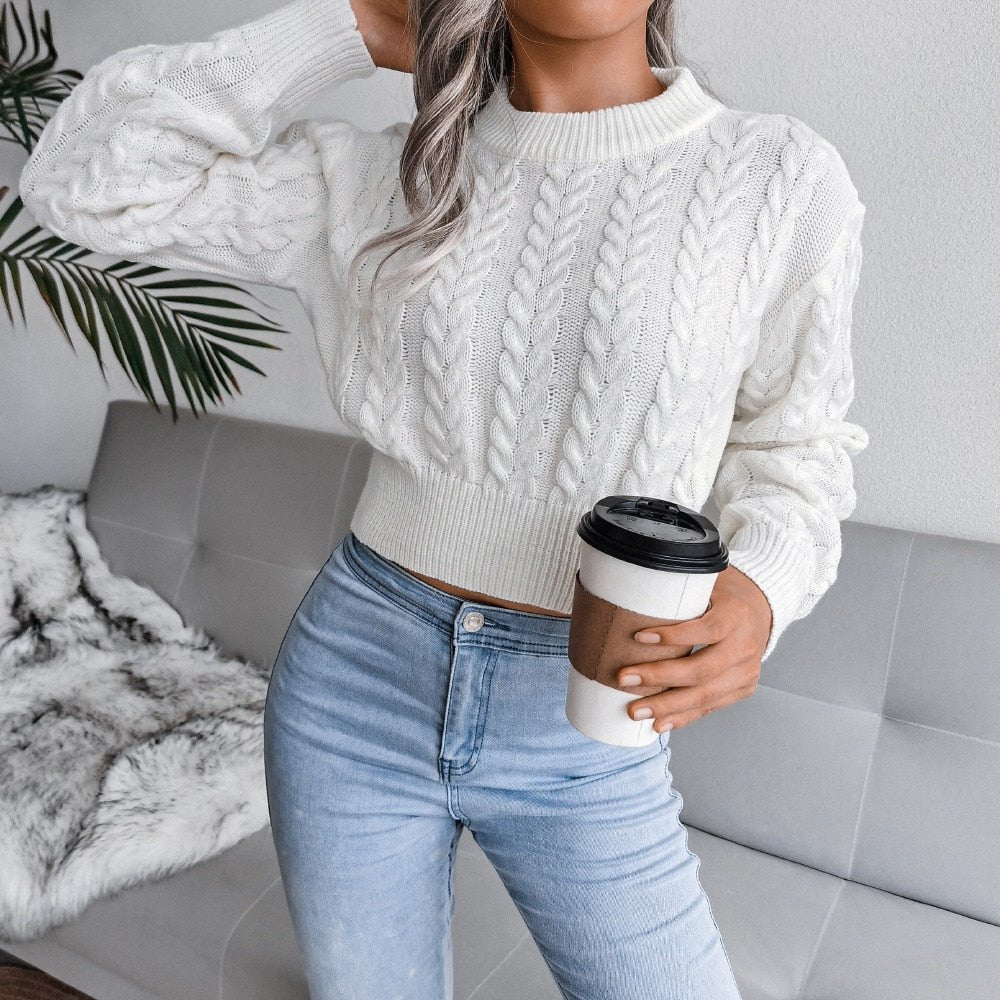 Twist Waist Knitted Navel Short Sweater - Necessary Clothing