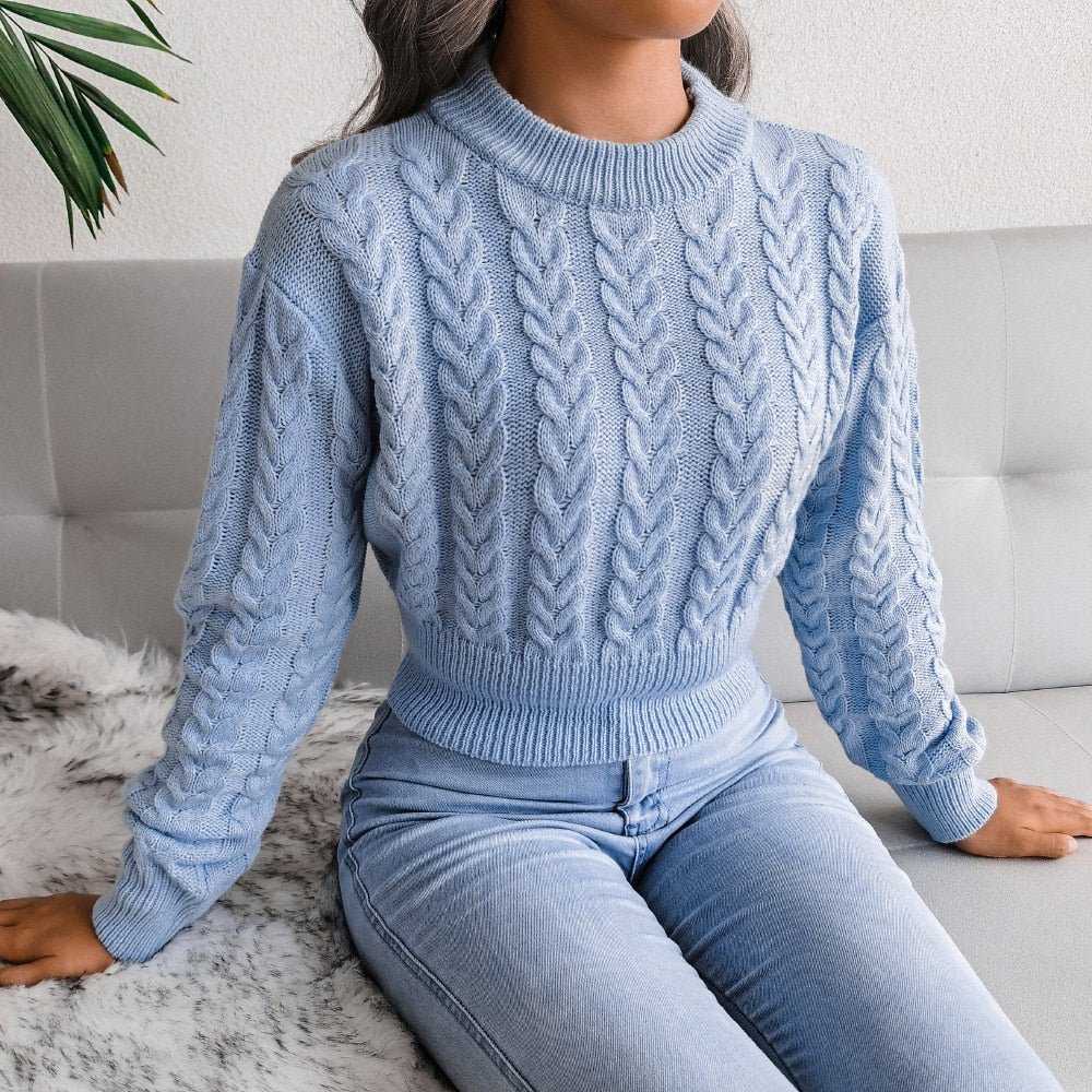 Twist Waist Knitted Navel Short Sweater - Necessary Clothing