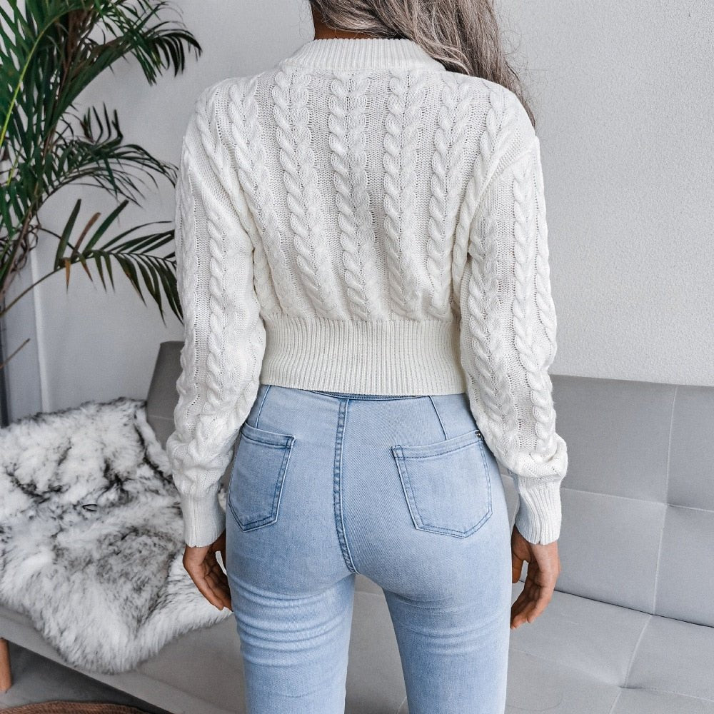 Twist Waist Knitted Navel Short Sweater - Necessary Clothing