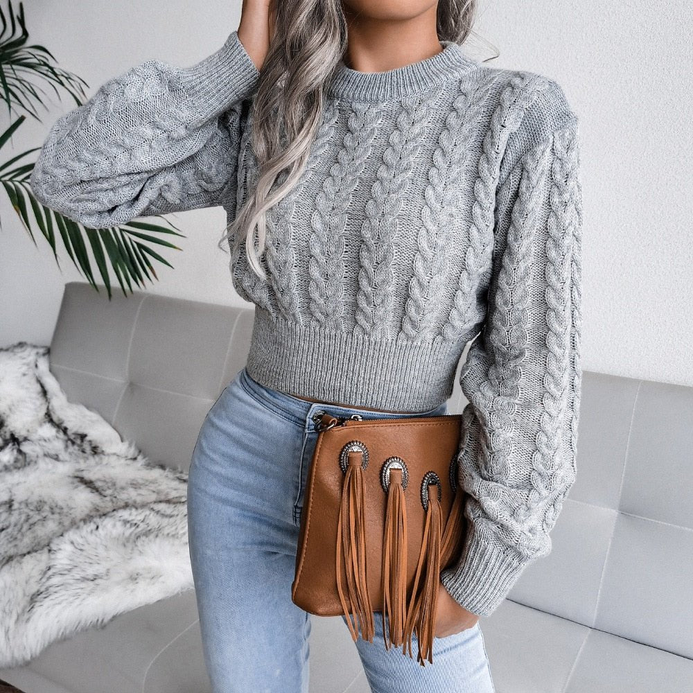 Twist Waist Knitted Navel Short Sweater - Necessary Clothing