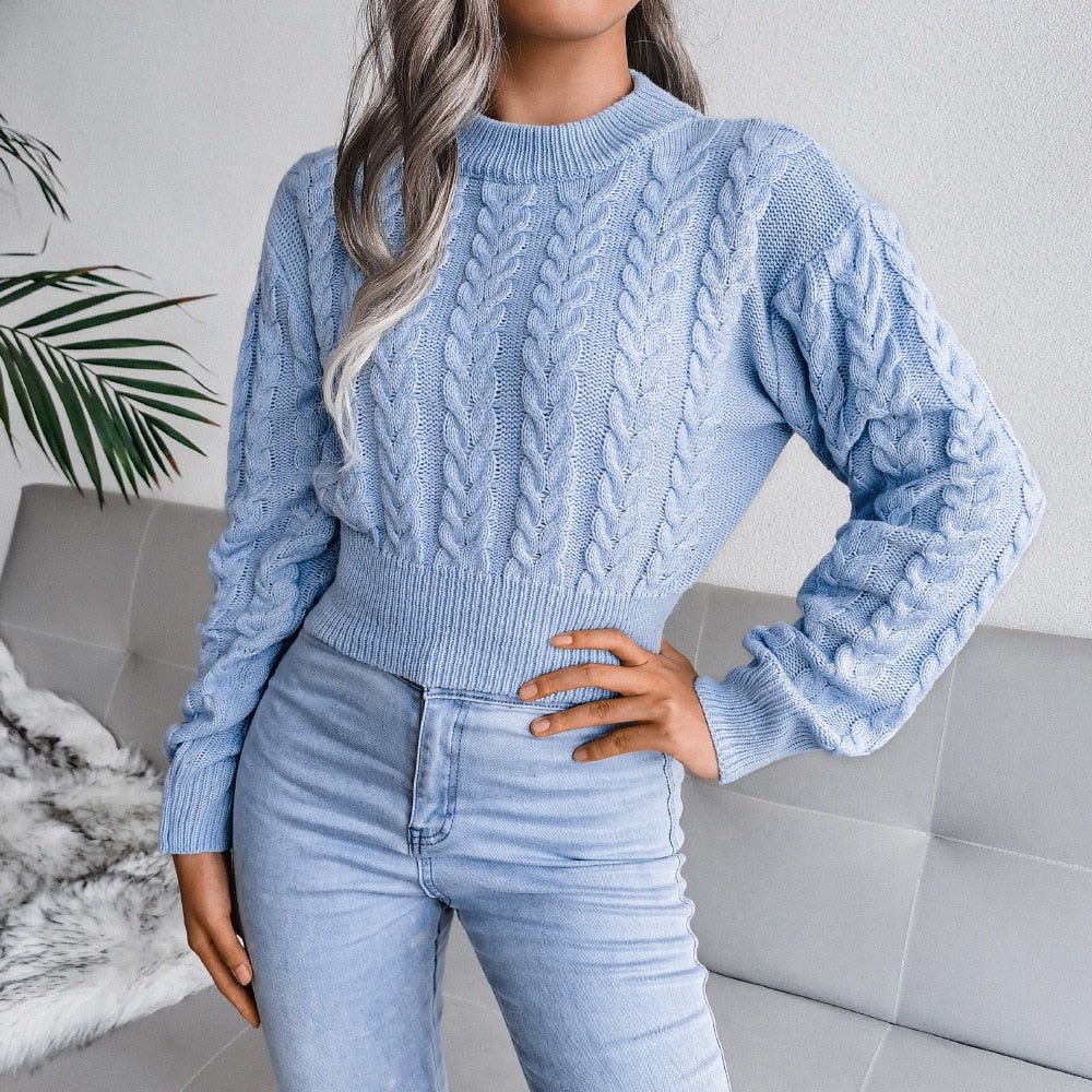 Twist Waist Knitted Navel Short Sweater - Necessary Clothing