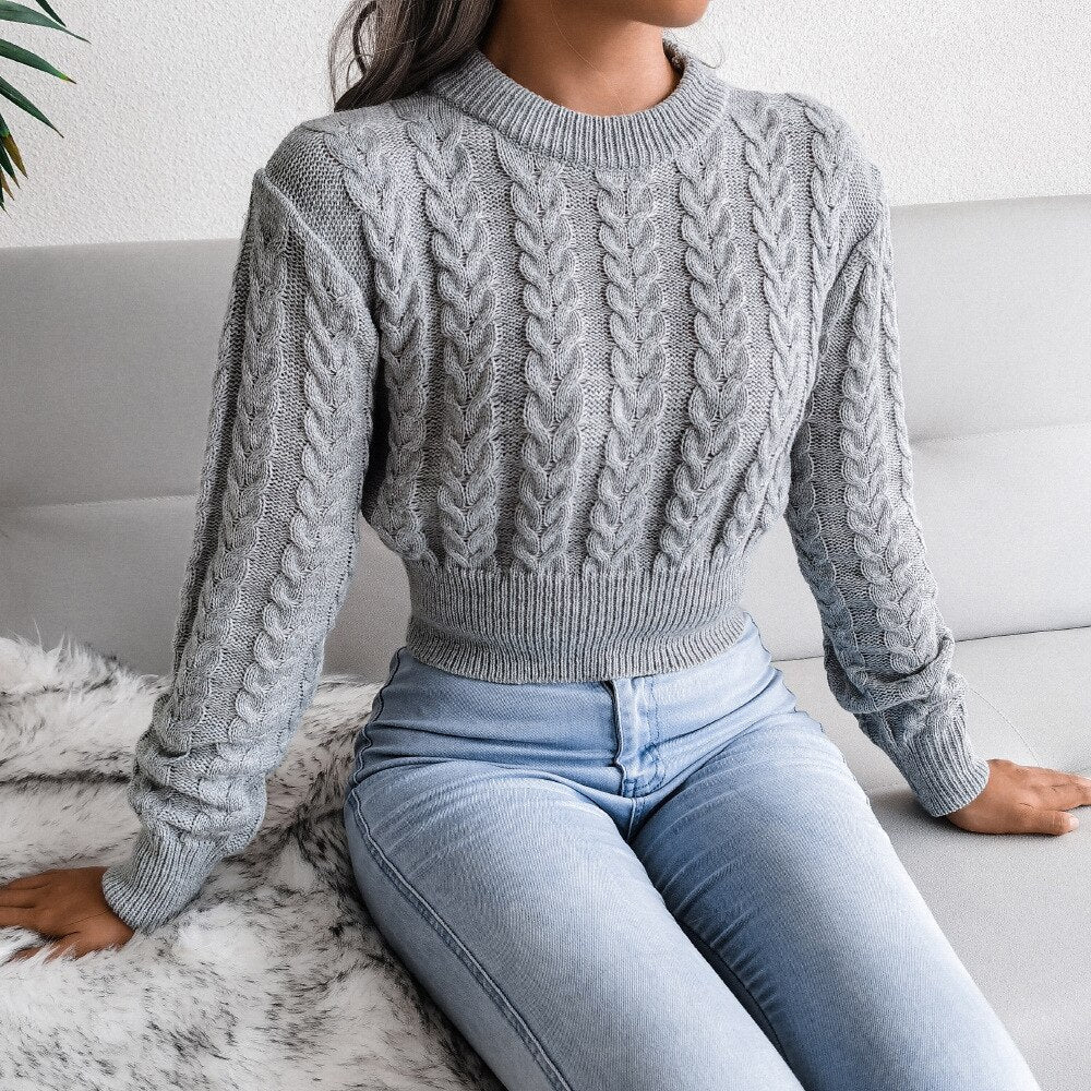 Twist Waist Knitted Navel Short Sweater - Necessary Clothing