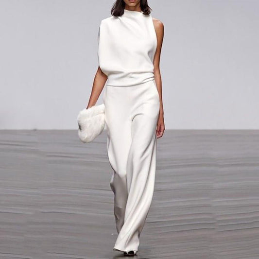 Wide Leg Romper Mid-Waist Jumpsuit - Necessary Clothing