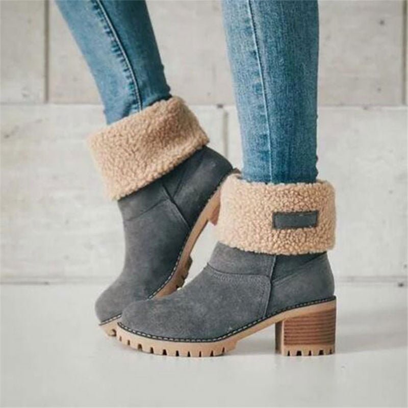 Women Fur Warm Wool Ankle Boot Comfortable Mid Boots - Necessary Clothing