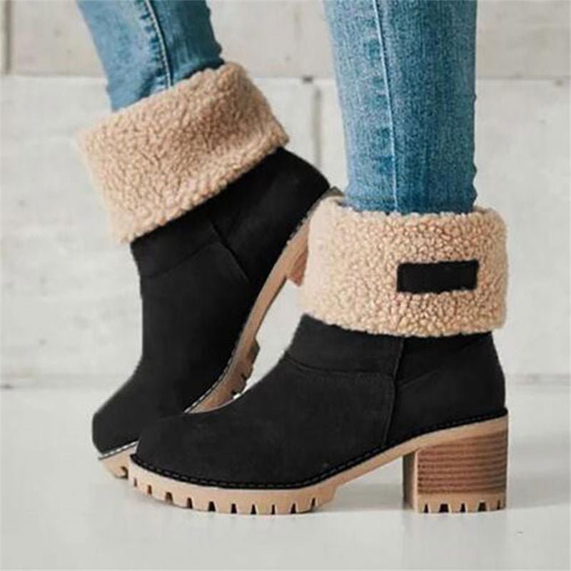 Women Fur Warm Wool Ankle Boot Comfortable Mid Boots - Necessary Clothing