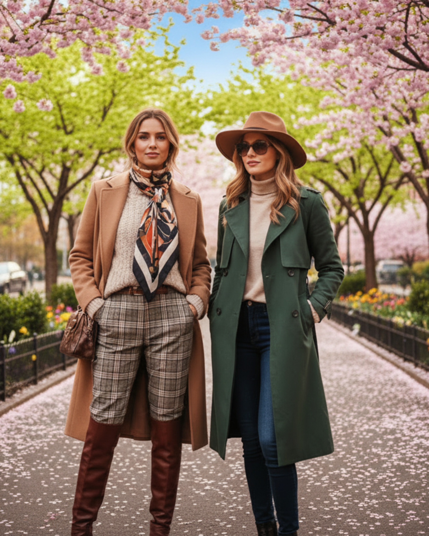 2 new york women spring background