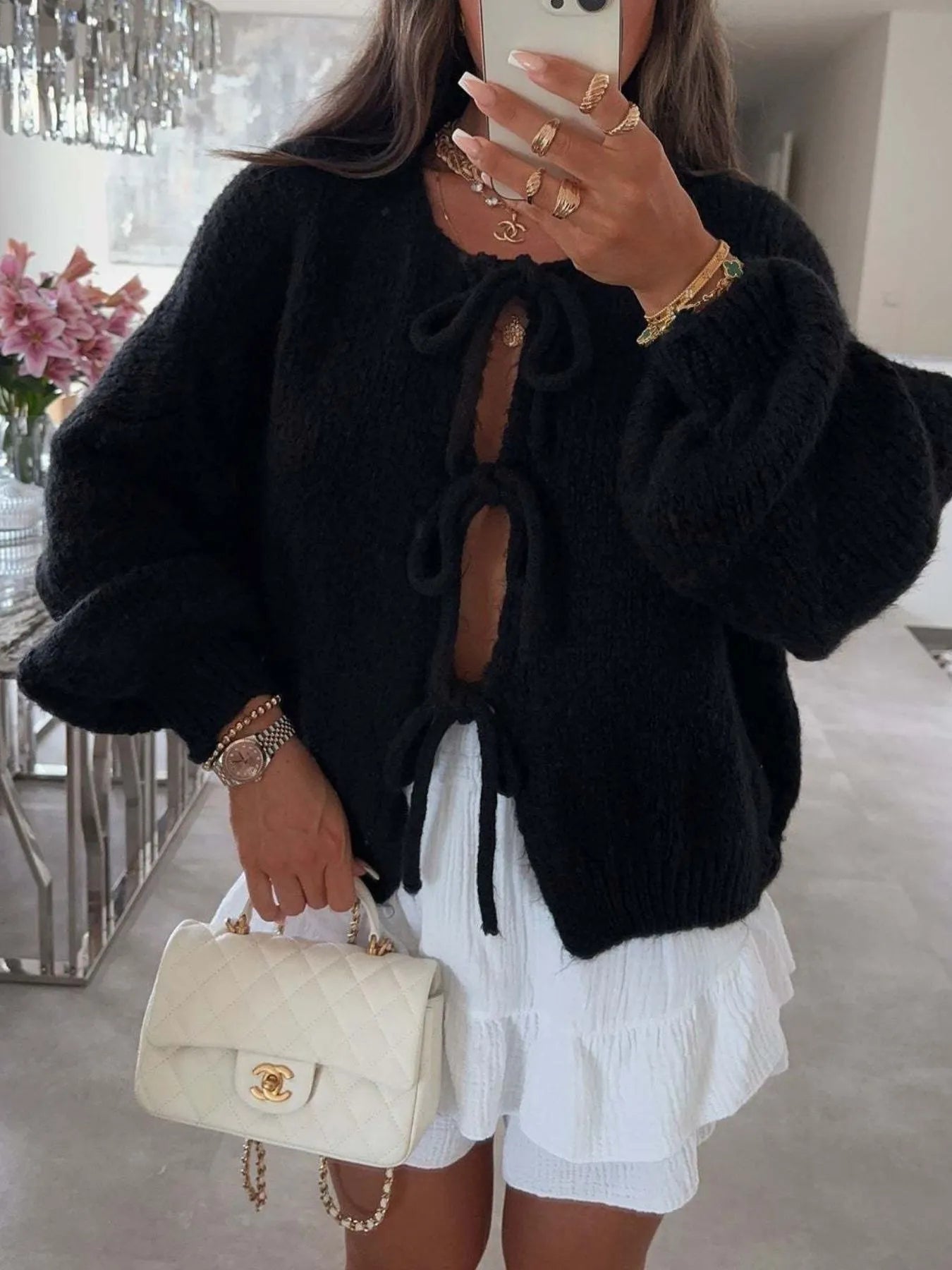 Cozy Bow-Tie Front Knit Cardigan | Necessary Clothing