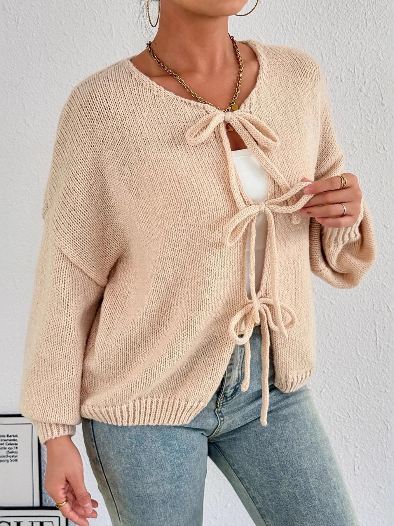 Cozy Bow-Tie Front Knit Cardigan | Necessary Clothing