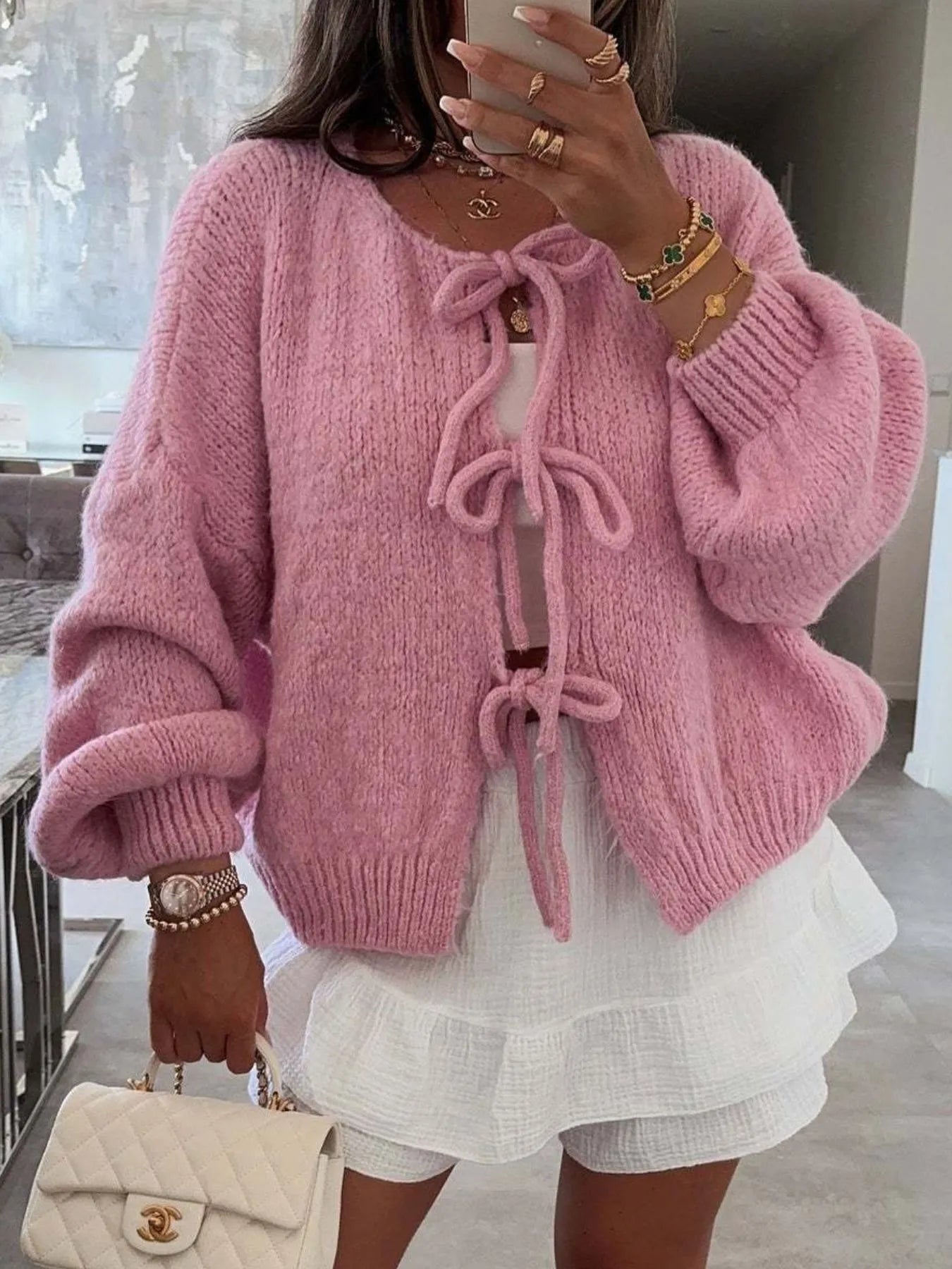 Cozy Bow-Tie Front Knit Cardigan | Necessary Clothing