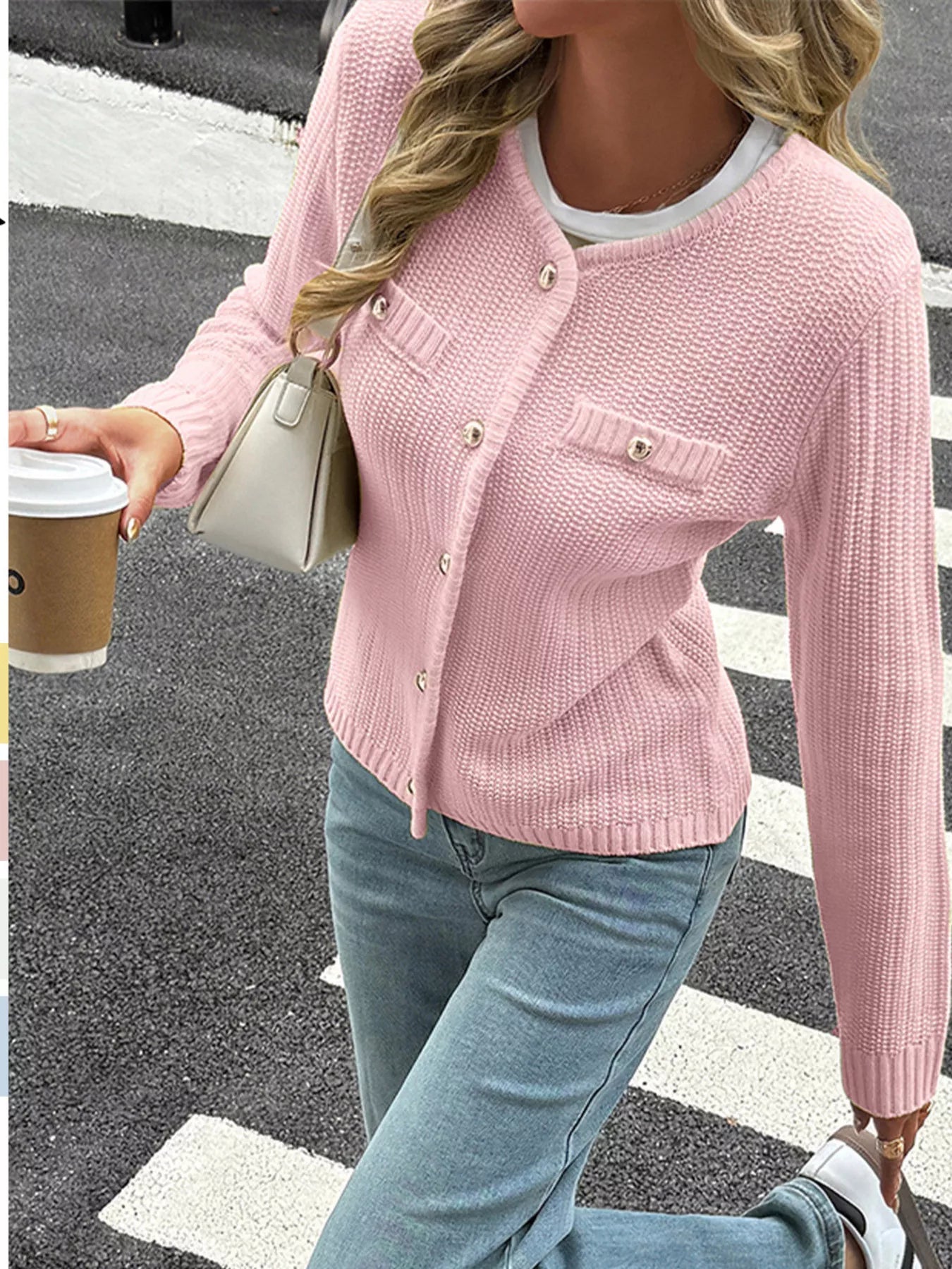 Button-Front Ribbed Long Sleeve Cardigan | Necessary Clothing