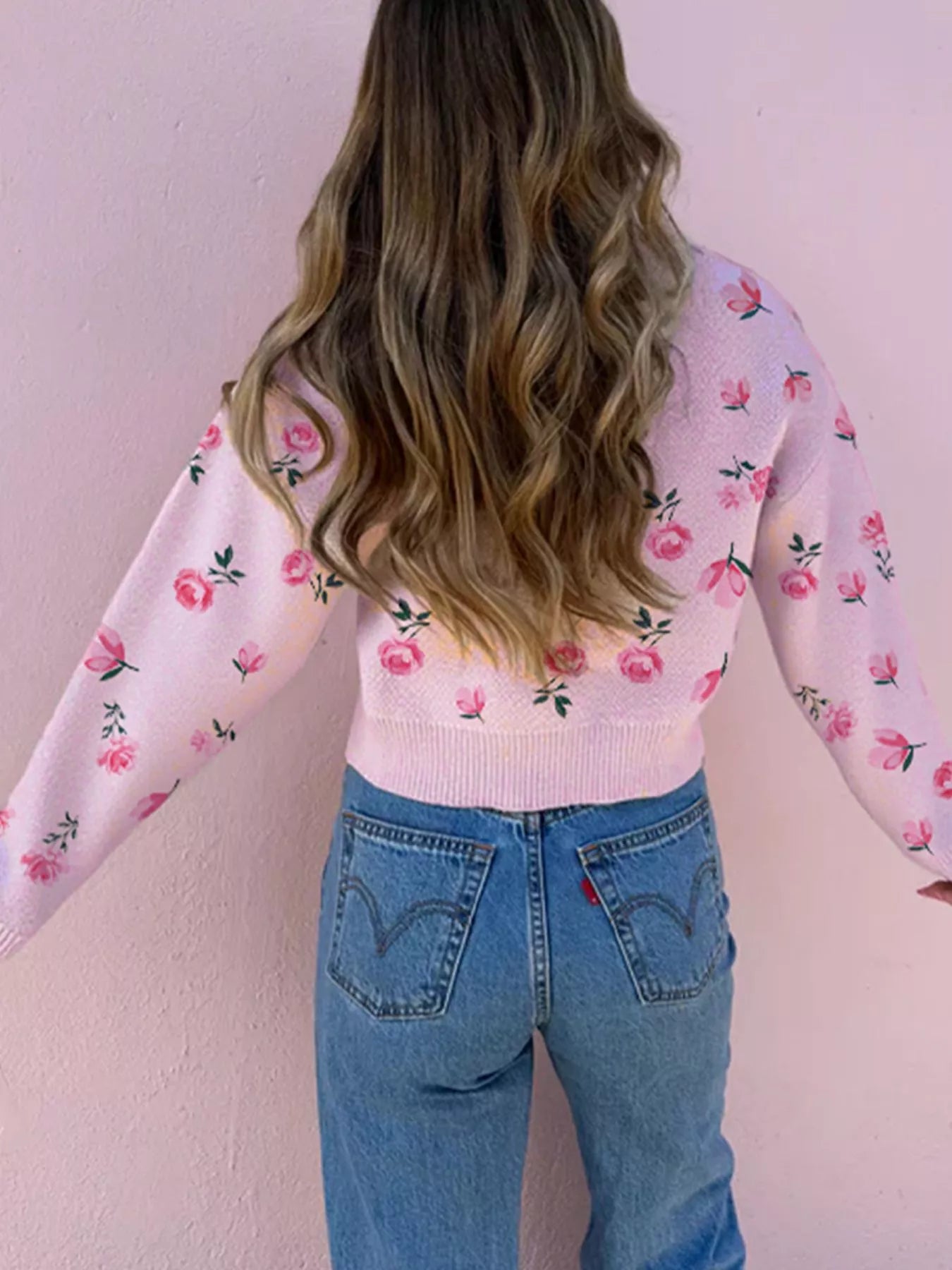 Floral Drop Shoulder Cropped Sweater | Necessary Clothing