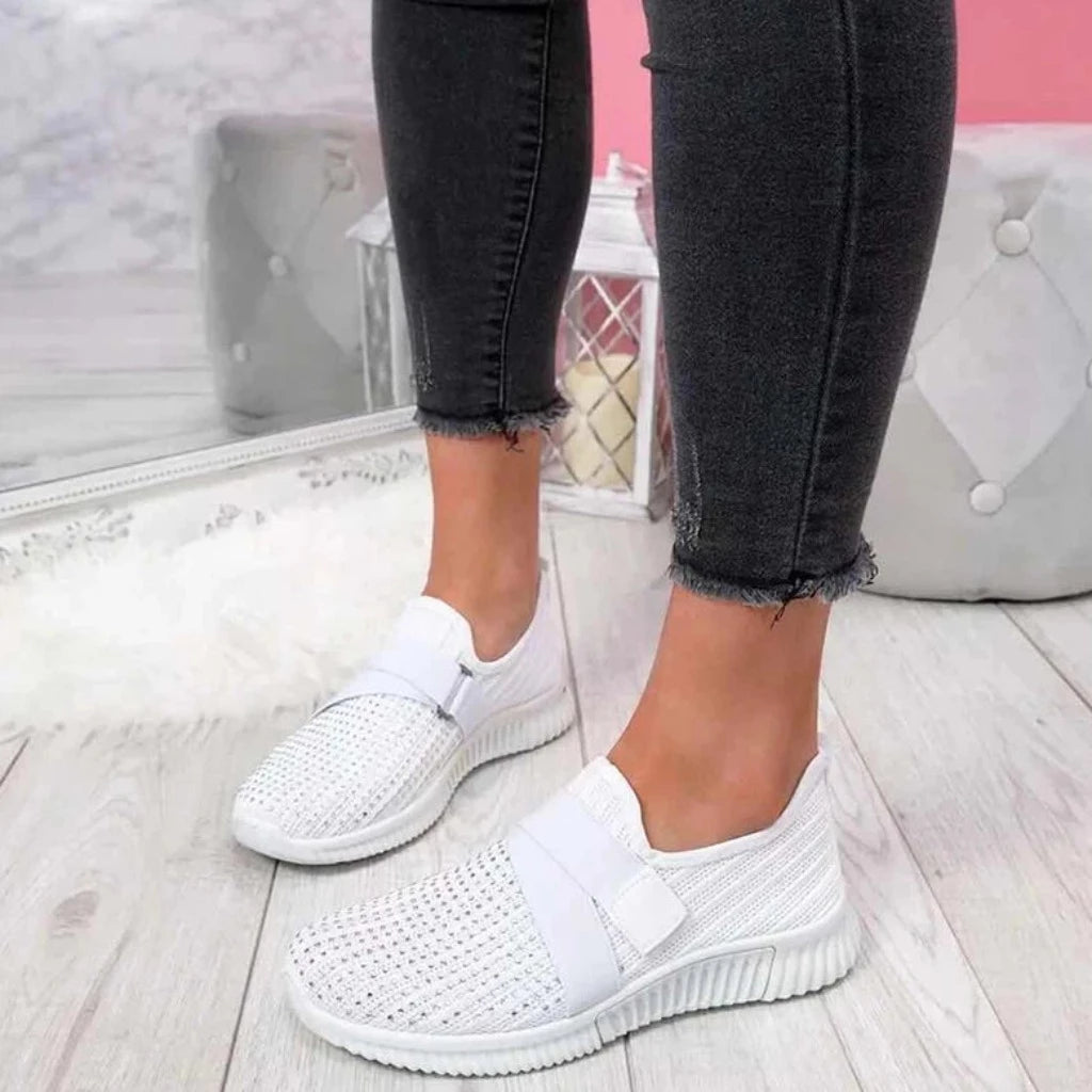 Mesh Breathable Sport Rhinestone Platform Vulcanized Comfort Footwear - Necessary Clothing Store