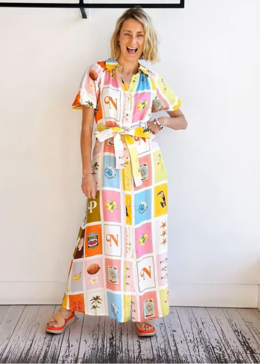Printed Short Sleeve Dress | Necessary Clothing