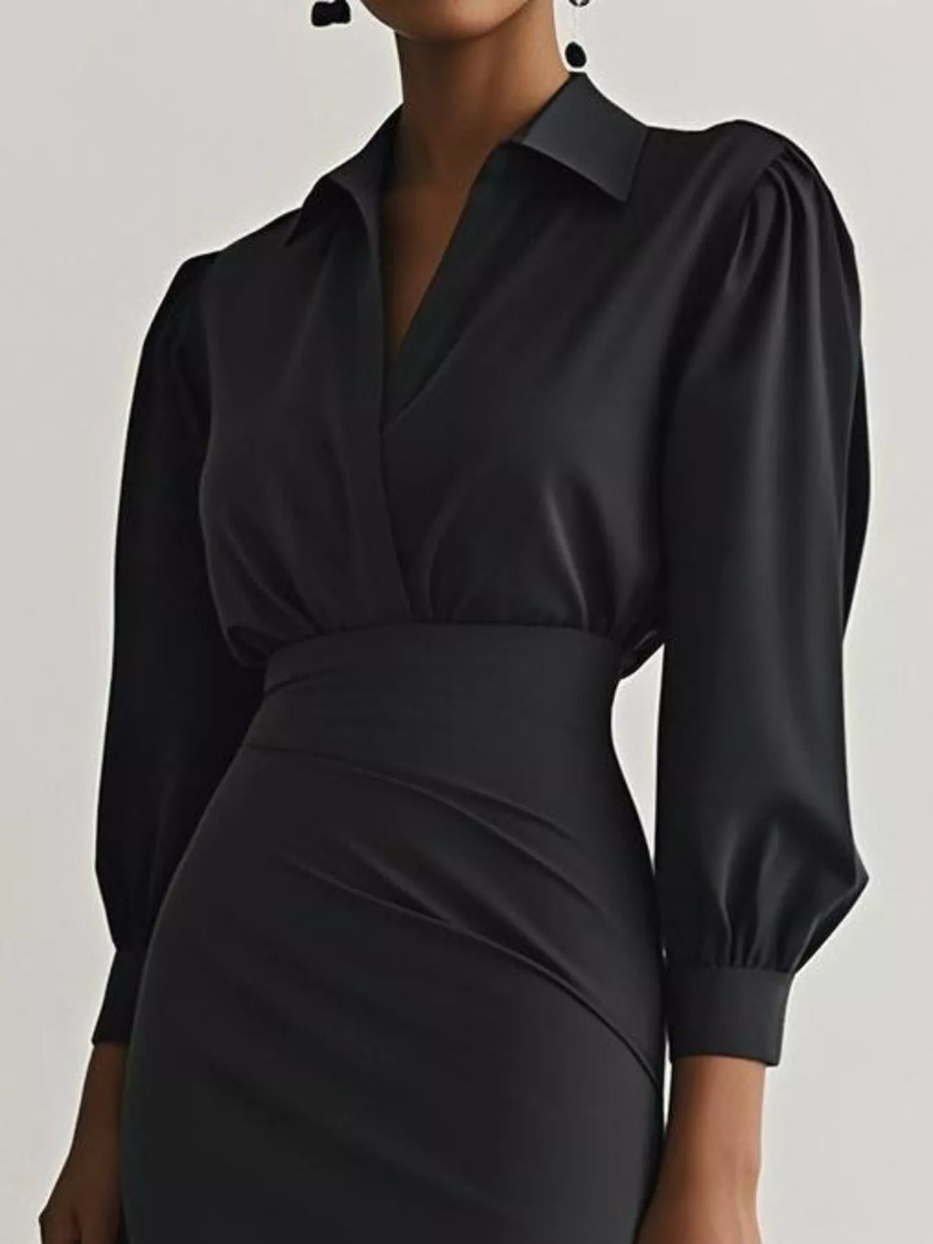 Ruched Midi Shirt Dress with Side Slit | Necessary Clothing