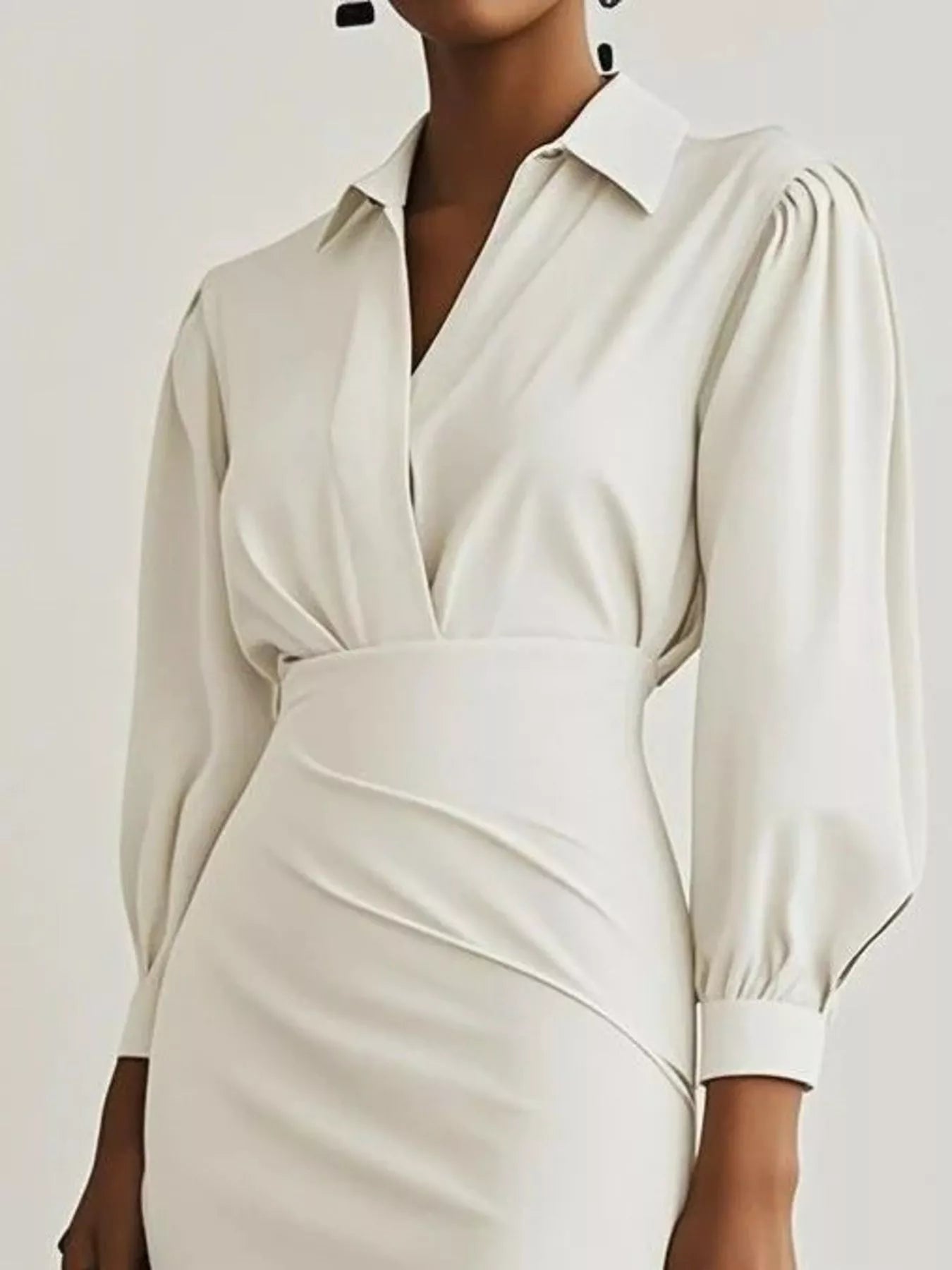 Ruched Midi Shirt Dress with Side Slit | Necessary Clothing