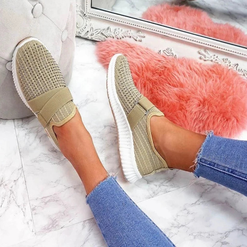 Mesh Breathable Sport Rhinestone Platform Vulcanized Comfort Footwear - Necessary Clothing Store