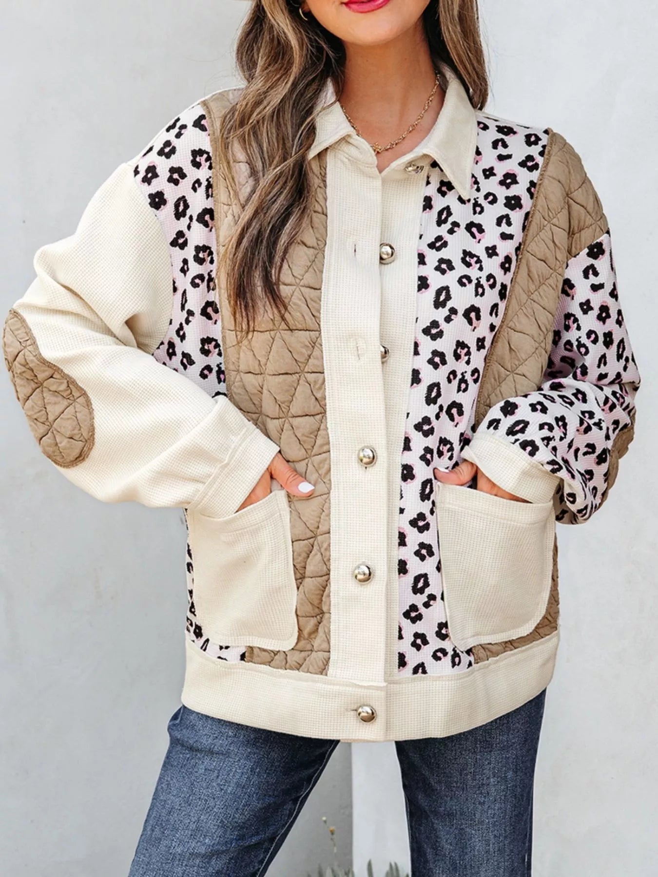 Waffle Quilted Patchwork Button Front Jacket | Necessary Clothing