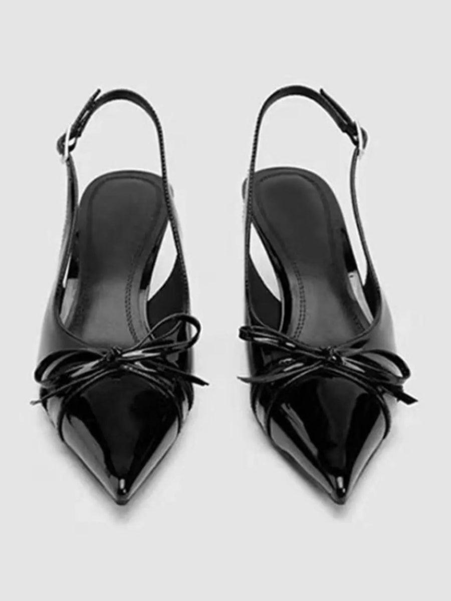 Bow Point Toe Slingback Low Heels Pumps - Necessary Clothing