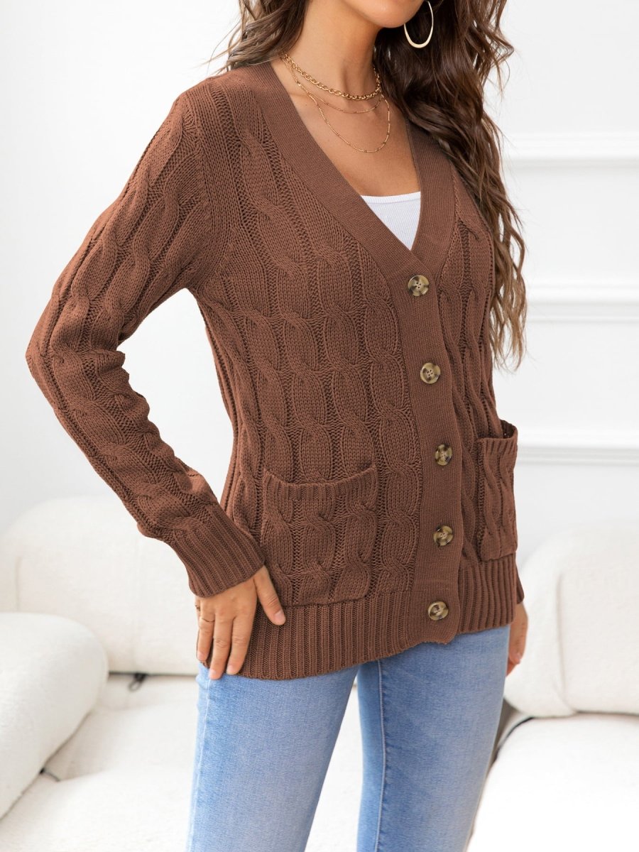 Button Down Cable - Knit Cardigan - Necessary Clothing