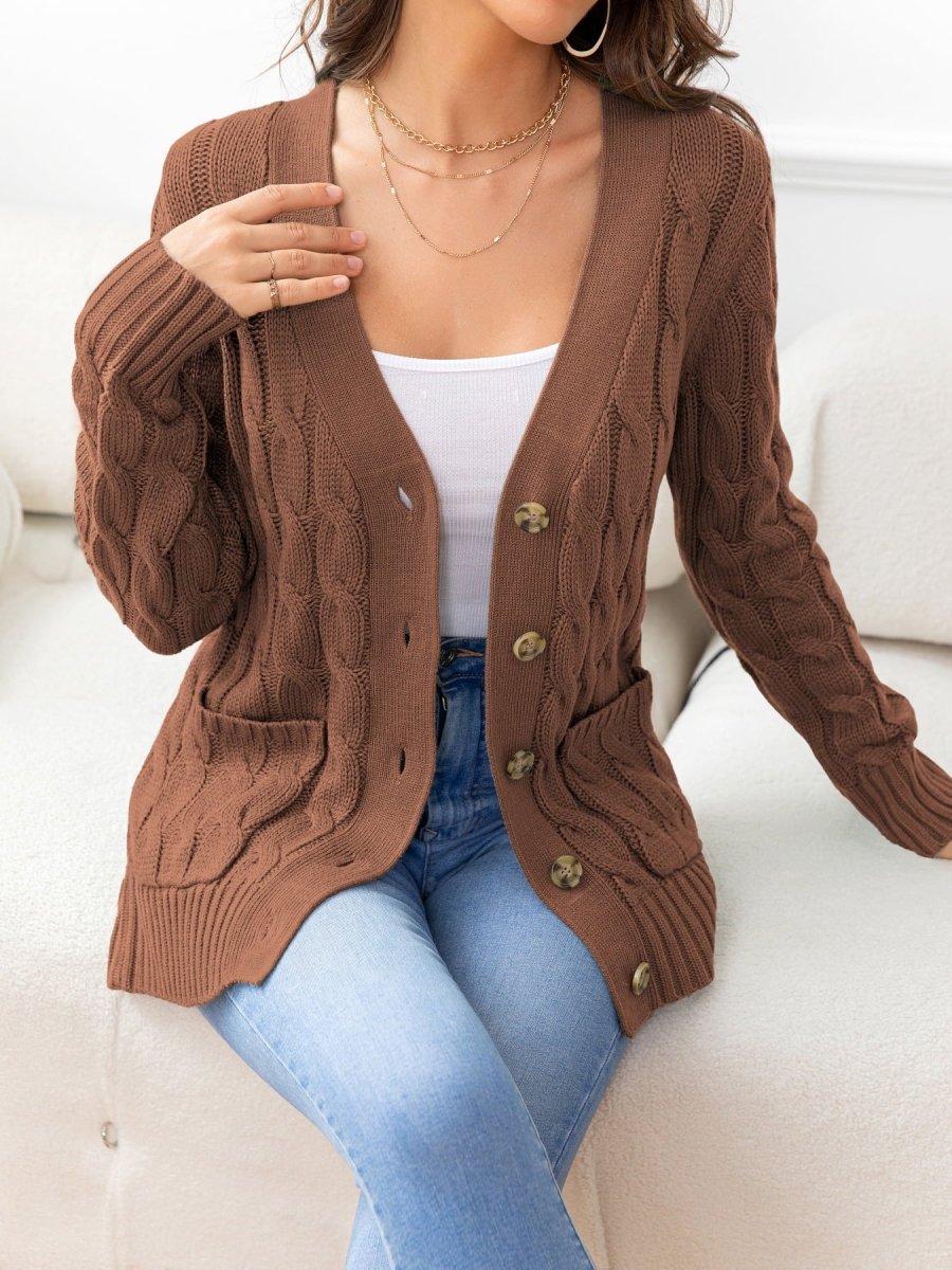 Button Down Cable - Knit Cardigan - Necessary Clothing