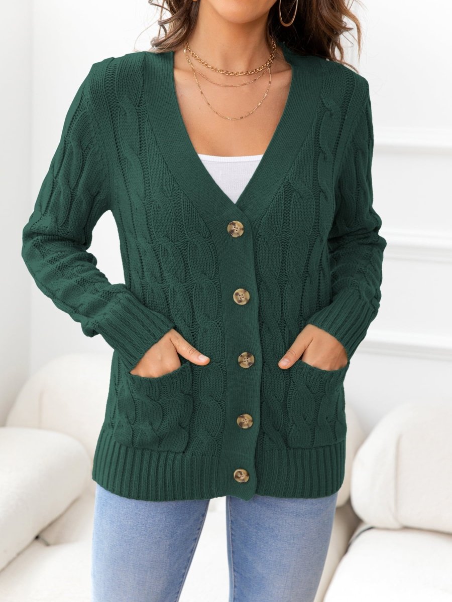 Button Down Cable - Knit Cardigan - Necessary Clothing