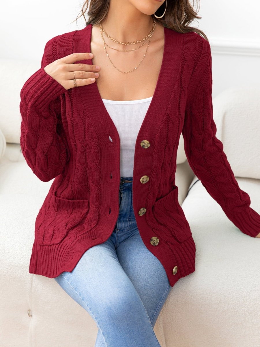 Button Down Cable - Knit Cardigan - Necessary Clothing