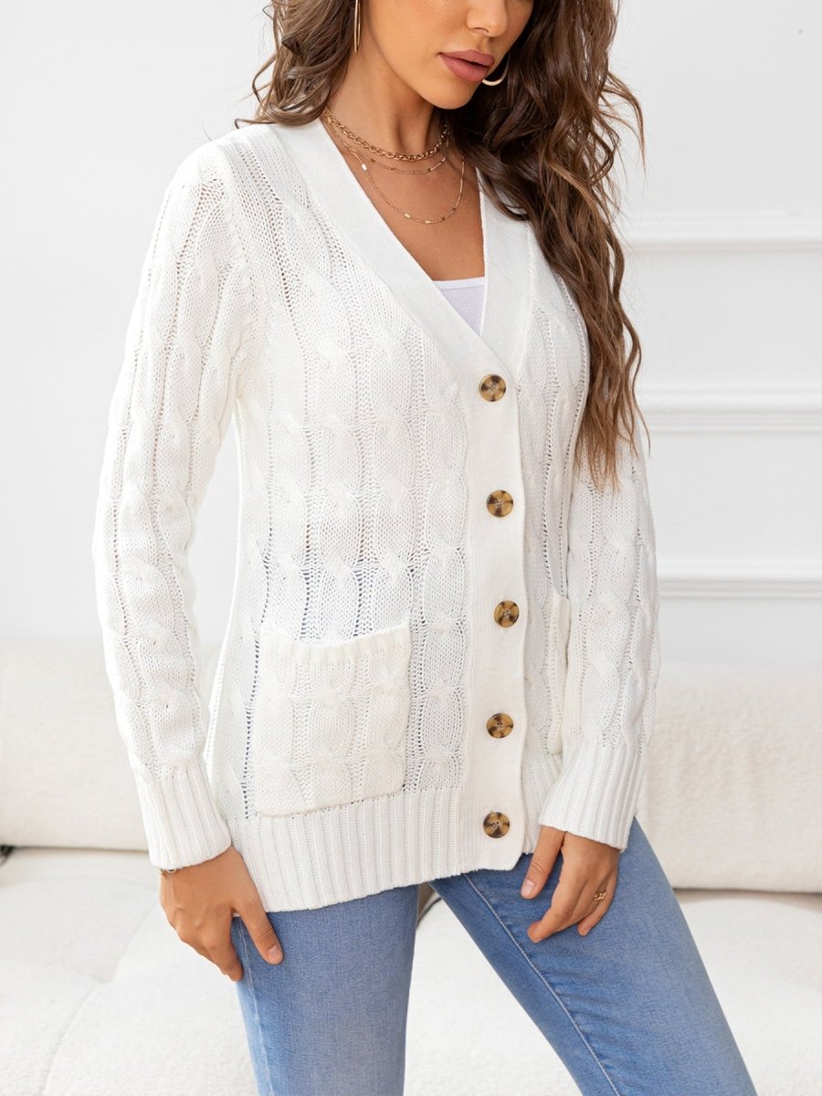 Button Down Cable - Knit Cardigan - Necessary Clothing