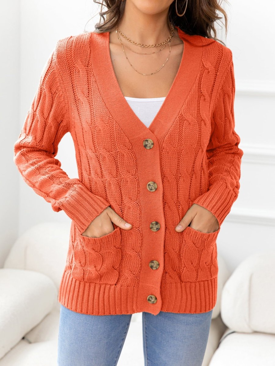 Button Down Cable - Knit Cardigan - Necessary Clothing