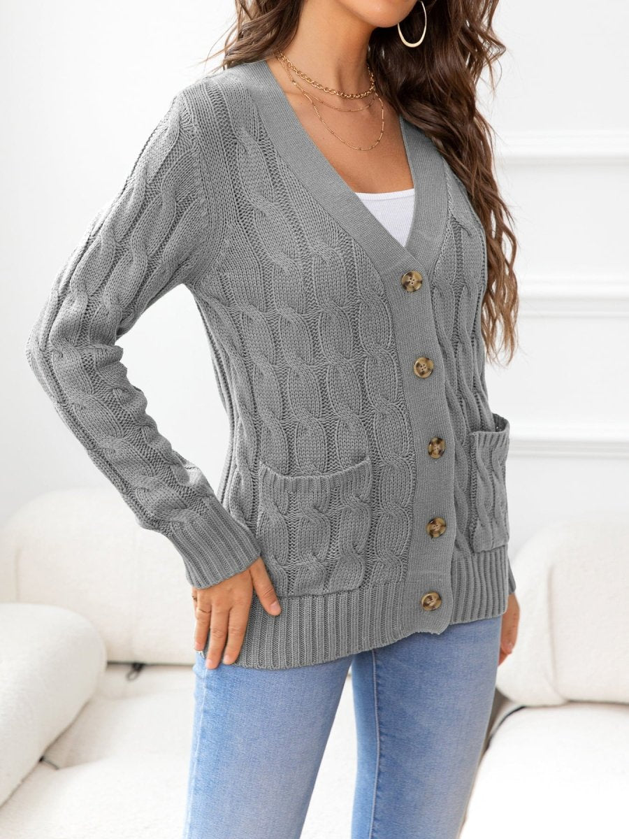 Button Down Cable - Knit Cardigan - Necessary Clothing