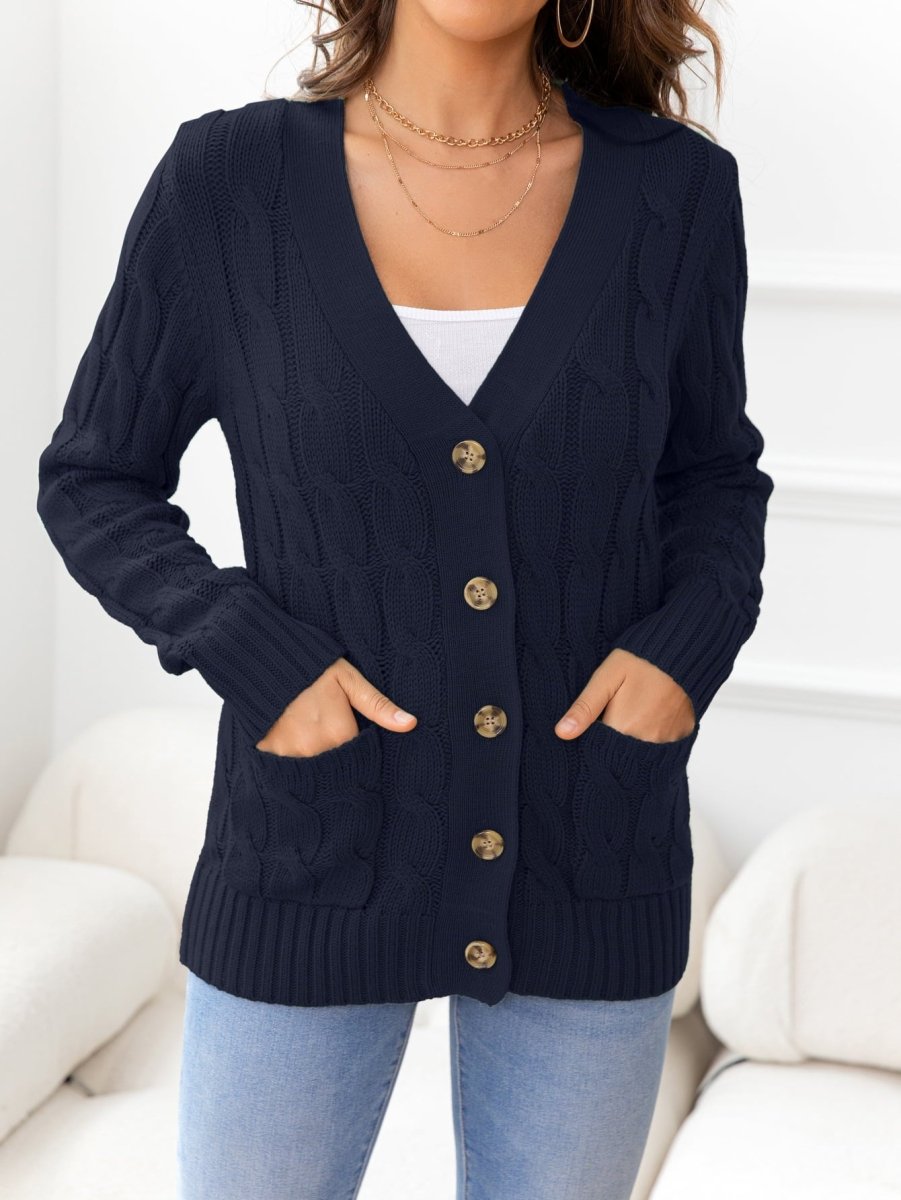 Button Down Cable - Knit Cardigan - Necessary Clothing