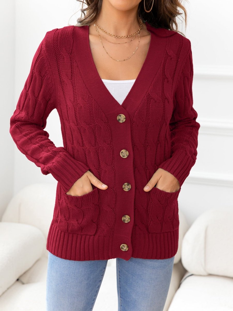Button Down Cable - Knit Cardigan - Necessary Clothing