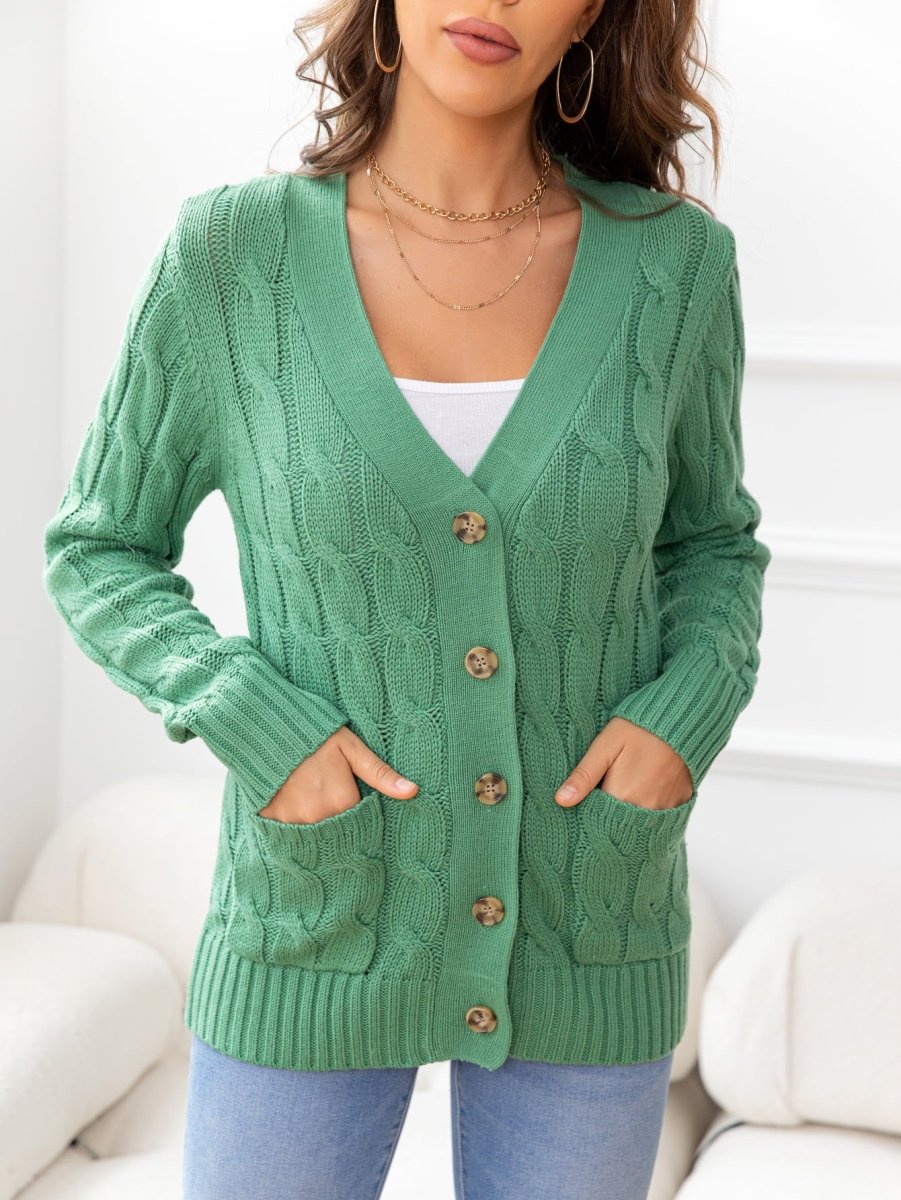 Button Down Cable - Knit Cardigan - Necessary Clothing