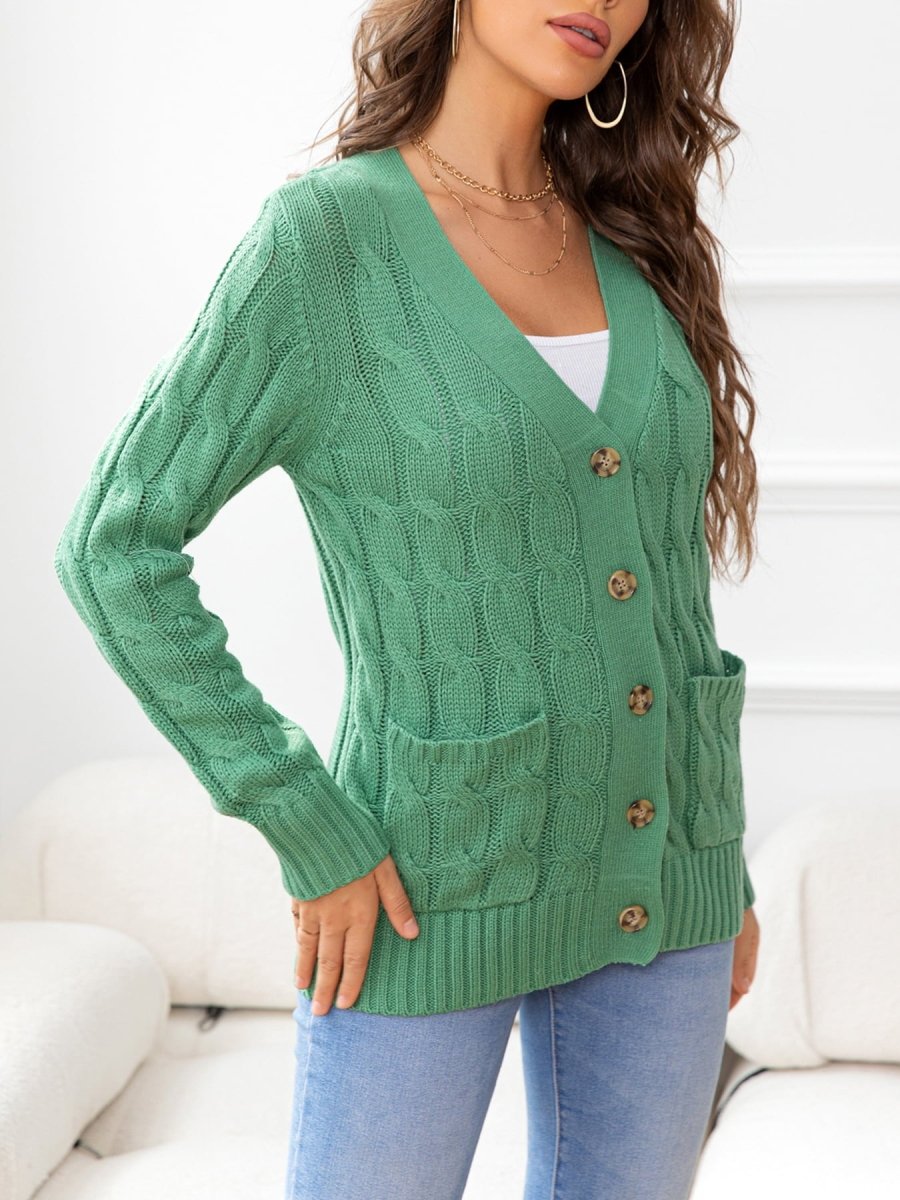 Button Down Cable - Knit Cardigan - Necessary Clothing