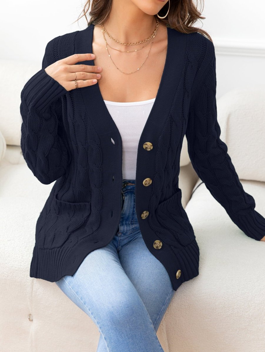 Button Down Cable - Knit Cardigan - Necessary Clothing